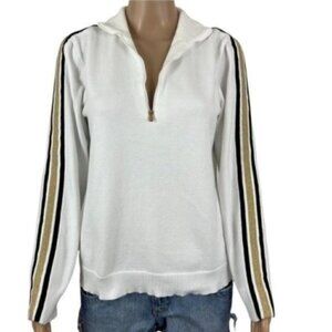 L-RL Lauren Active Ralph Lauren black and gold striped sleeves pullover Large